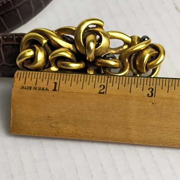 Connie Bates For Fahrenheit Brown Embossed Belt with Gold Buckle - Picture 5 of 15